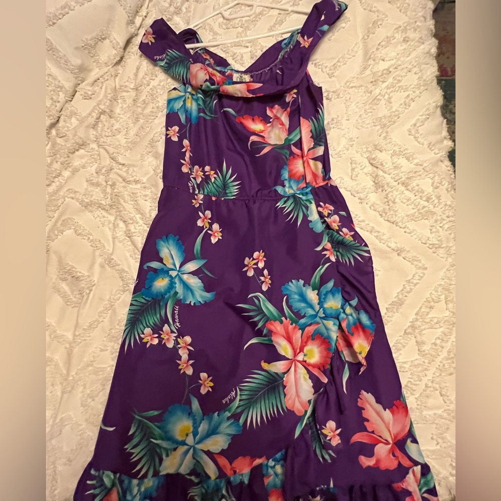 Vintage Floral Purple Aloha Hawaiian Dress